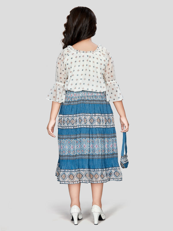 Girls Tribal Top Skirt with Purse 16272