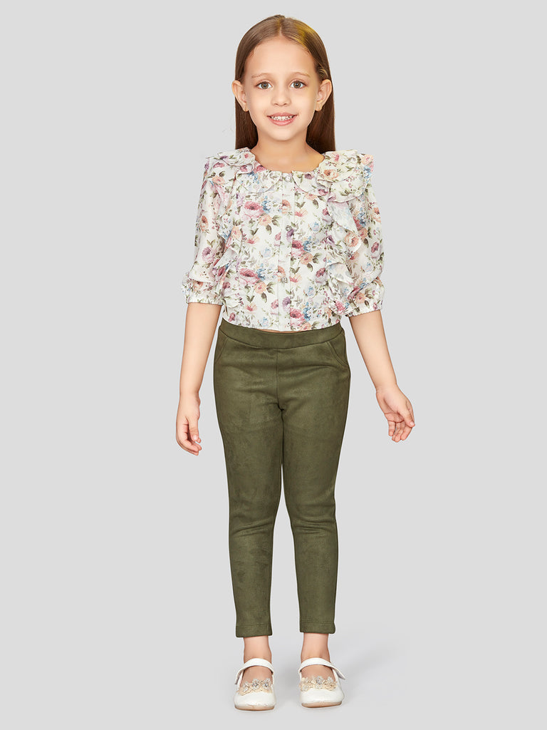 Peppermint Girls Floral Print Top with Jegging 16305 1