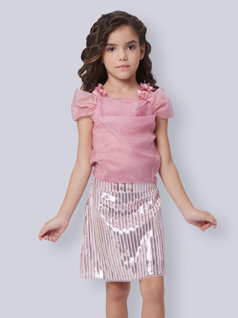 Girls Sequins Top with Skirt 16342