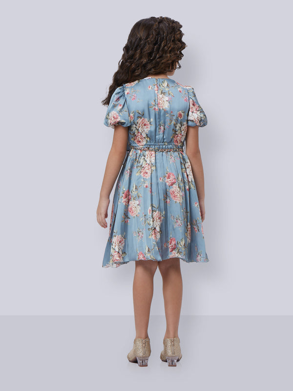 Peppermint Girls Floral Print Dress Belt & Purse 16407 2