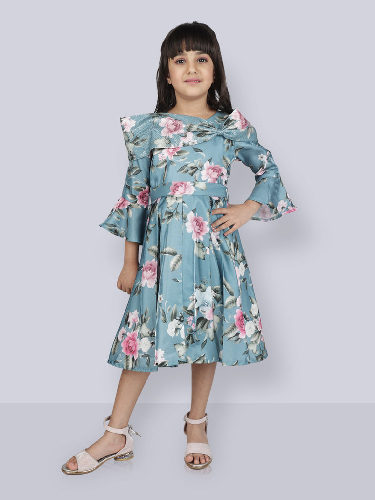 Peppermint Girls Floral Print Dress with Belt 16418 1