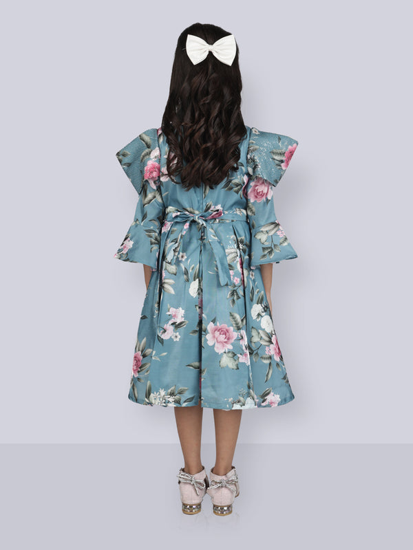 Peppermint Girls Floral Print Dress with Belt 16418 2