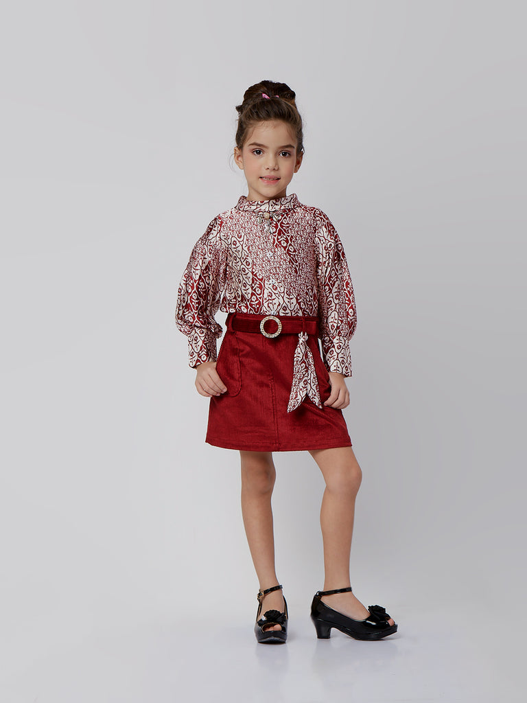 Peppermint Girls Floral Print Top with Skirt 16423 1