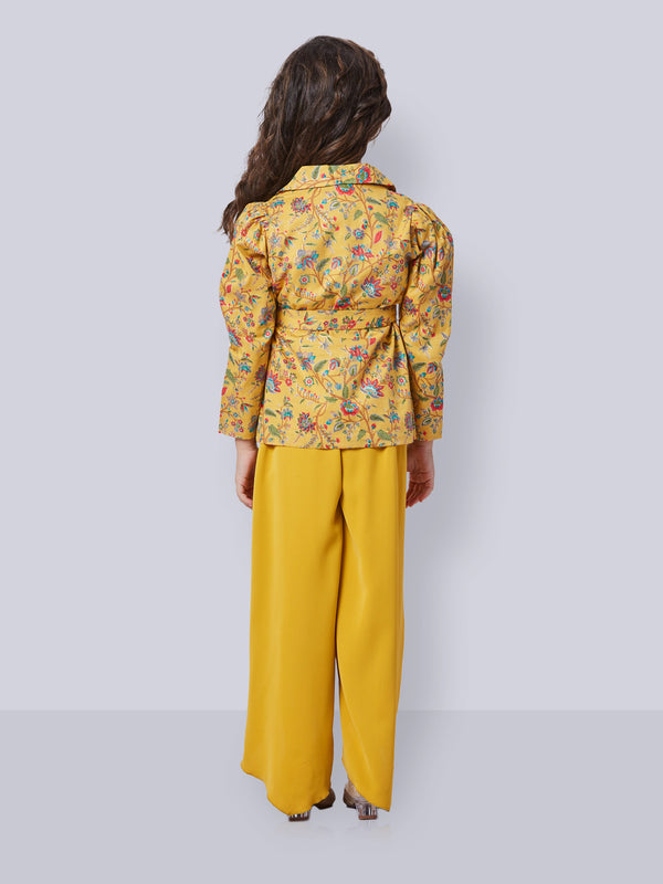 Girls Floral Print Jumpsuit Jacket with Belt 16455