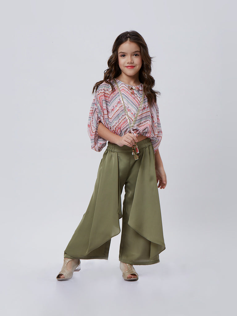 Girls Floral Print Top with Culotte 16465
