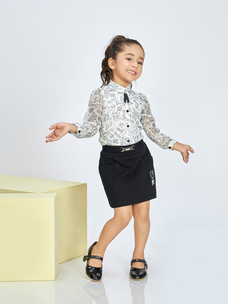 Girls Alphanumeric Print Skirt with Top 16500