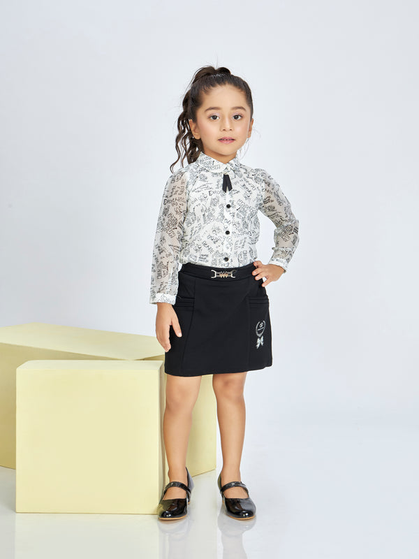 Girls Alphanumeric Print Skirt with Top 16500