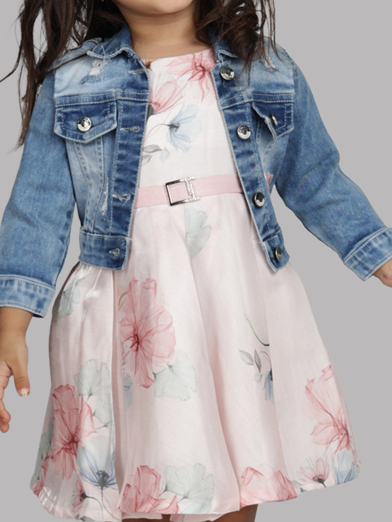 Buy Girls Floral Print Dress with Jacket Peppermint