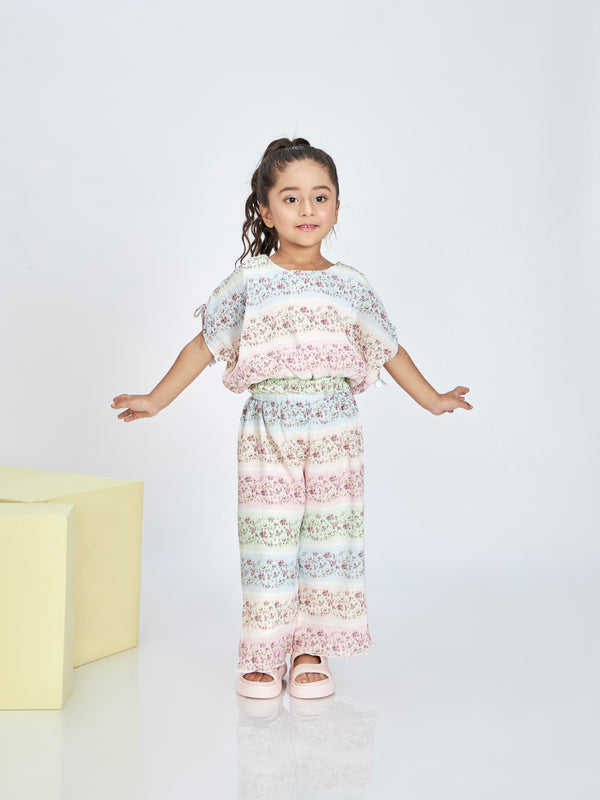 Girls Floral Print Pant with Top 16659