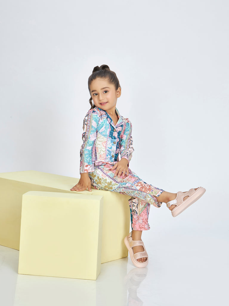 Girls Floral Print Top with Pant 16682