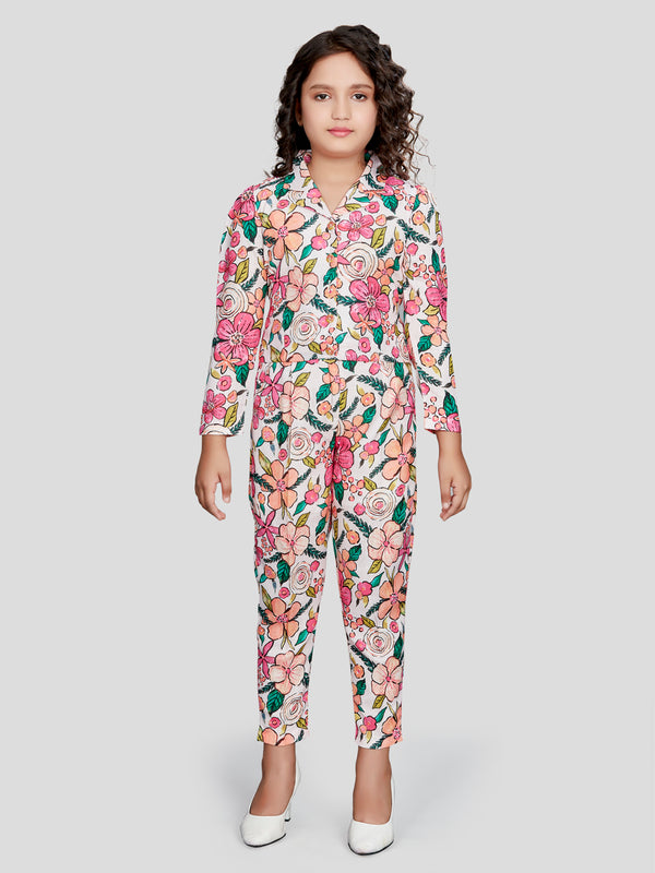Girls Floral Print Pant with Top 16689