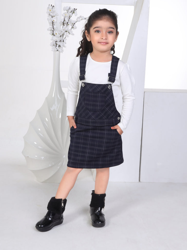 Girls Checkered Top with Dungaree 16746