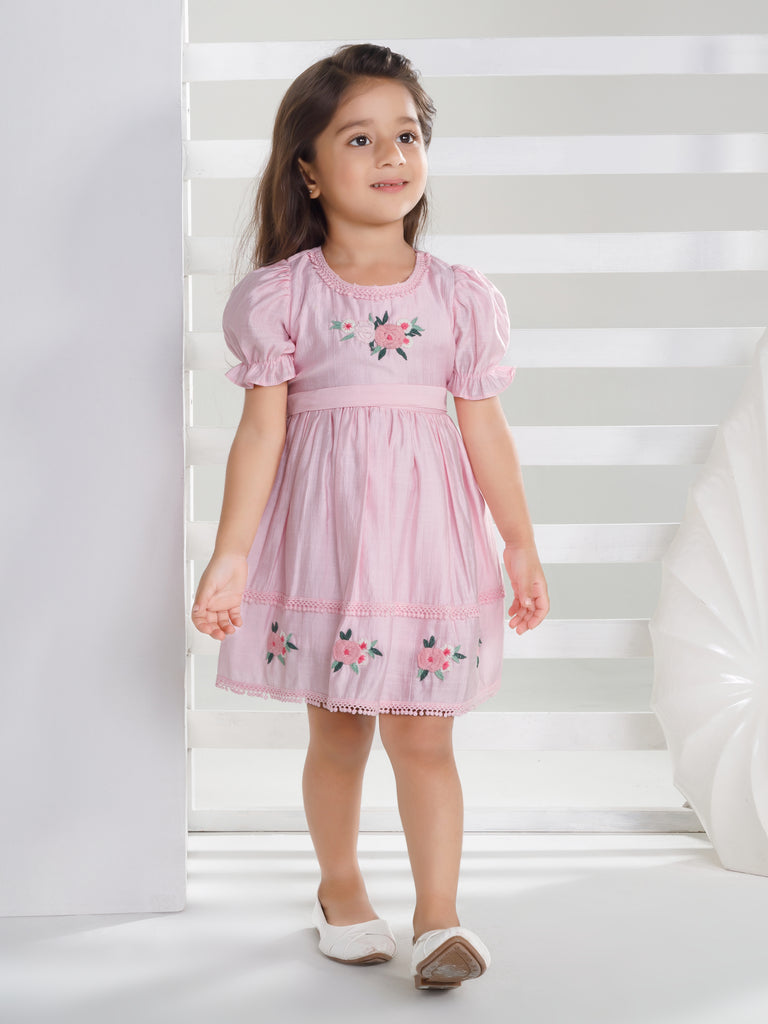 Girls Embroidered Dress with Belt 17276