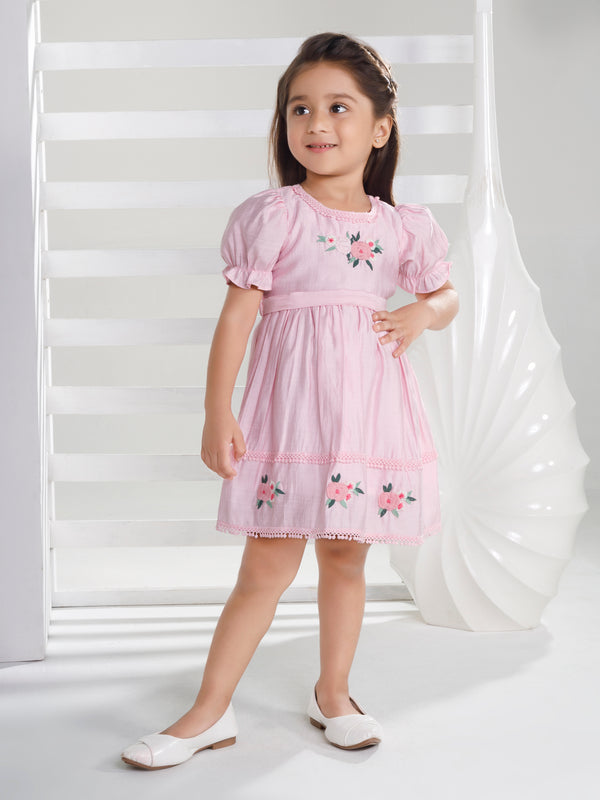 Girls Embroidered Dress with Belt 17276