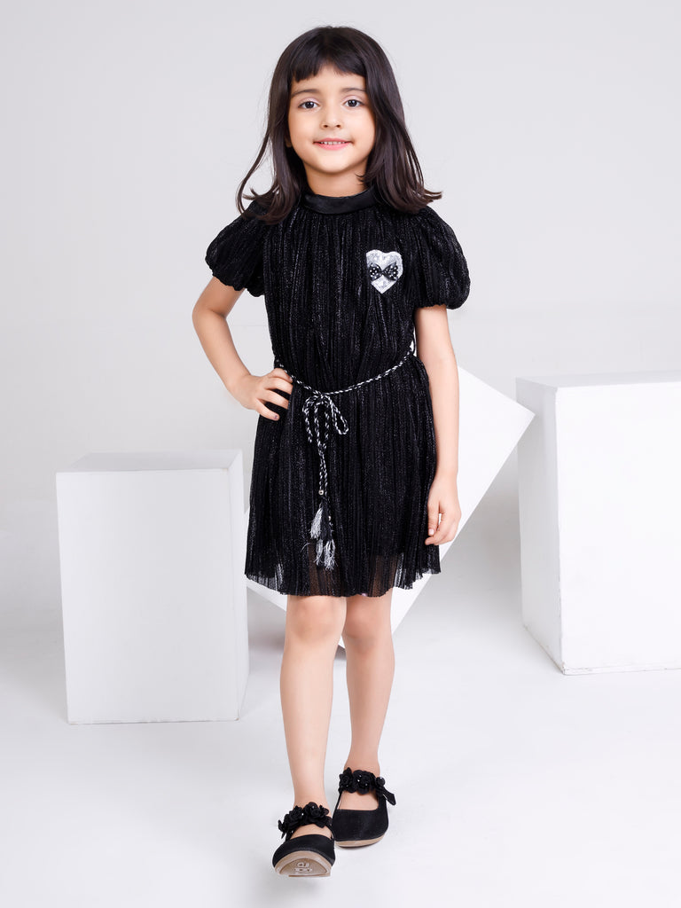 Girls Foiled Dress with Belt 17286