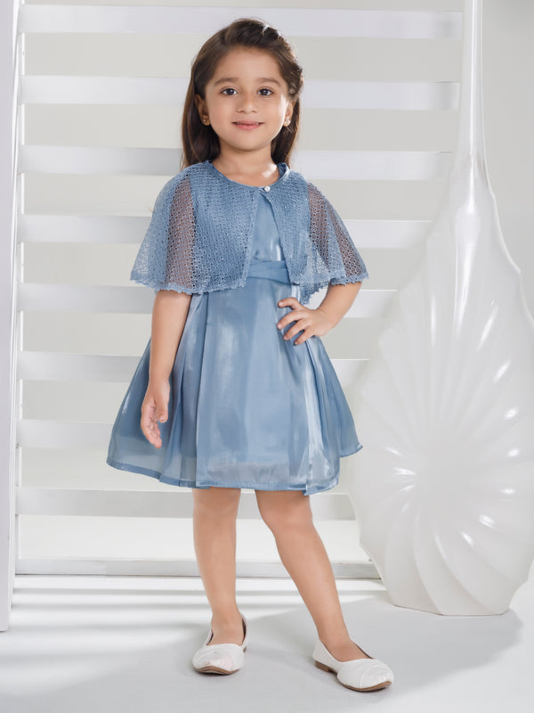 Girls Glitter Dress with Cape 17293