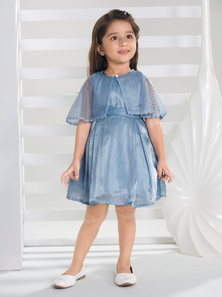 Girls Glitter Dress with Cape 17293