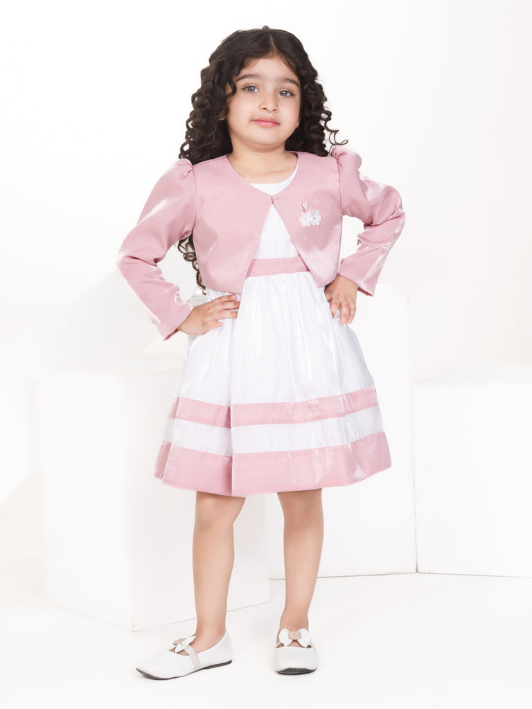 Girls Colourblocked Dress with Jacket 17306