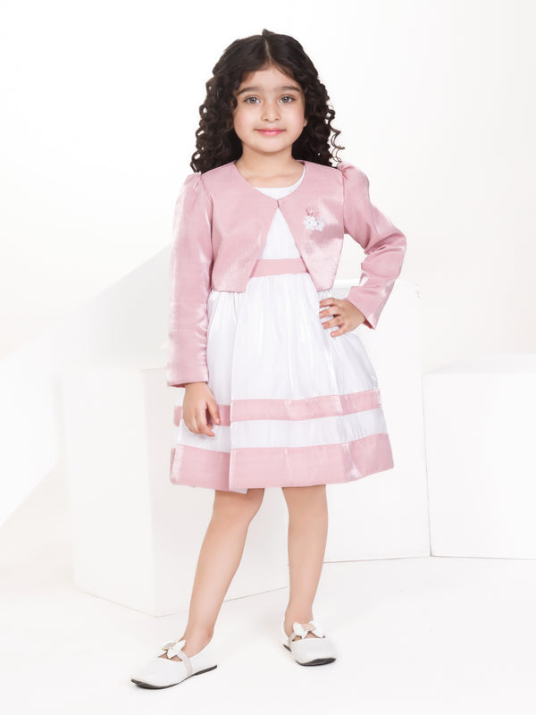 Girls Colourblocked Dress with Jacket 17306