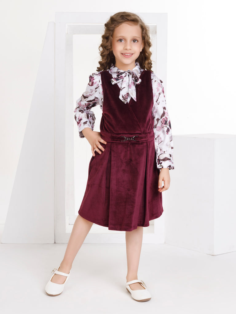 Girls Velvet Dungaree with Top 17343