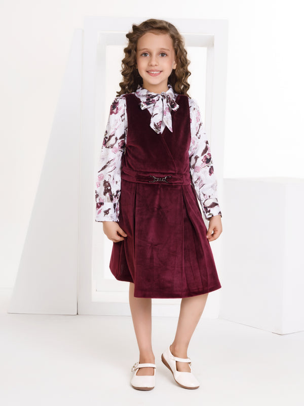 Girls Velvet Dungaree with Top 17343