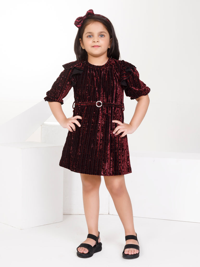 Girls Velvet Dress Belt & Hairband 17363