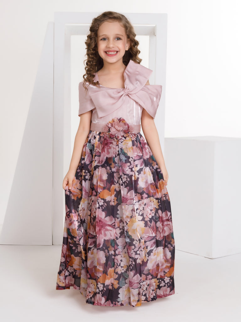 Girls Floral Print Gown 17367