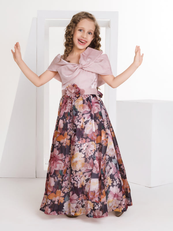 Girls Floral Print Gown 17367