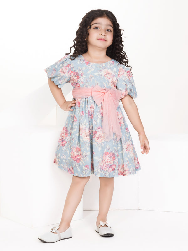 Girls Floral Print Dress 17368