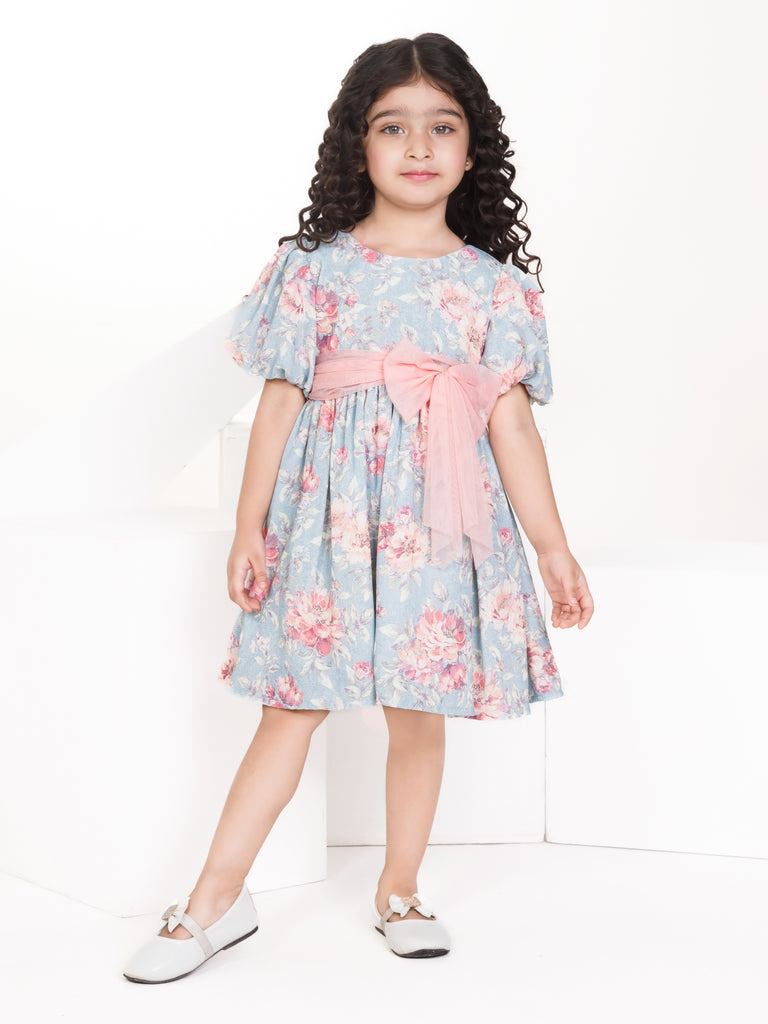 Girls Floral Print Dress 17368