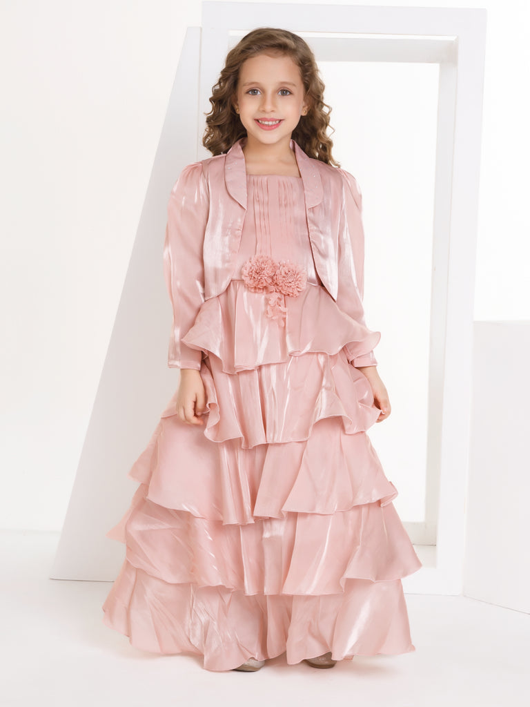 Girls Party Gown Cape with Jacket 17378