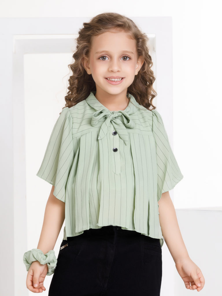 Girls Striped Top with Scrunchies 18389