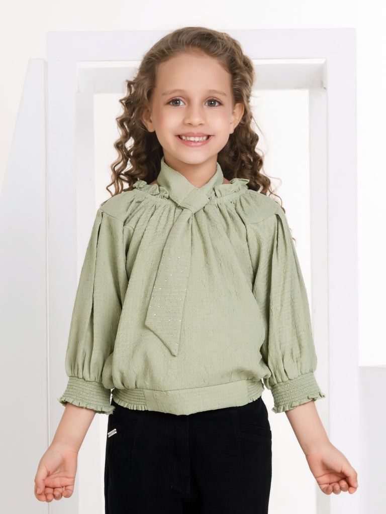 Girls Textured Top with Tie 18422