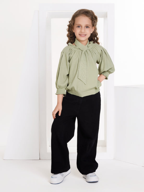 Girls Textured Top with Tie 18422