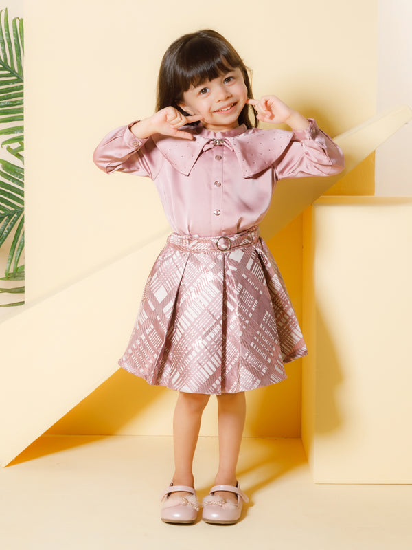 Girls Checkered Skirt with Top 18674