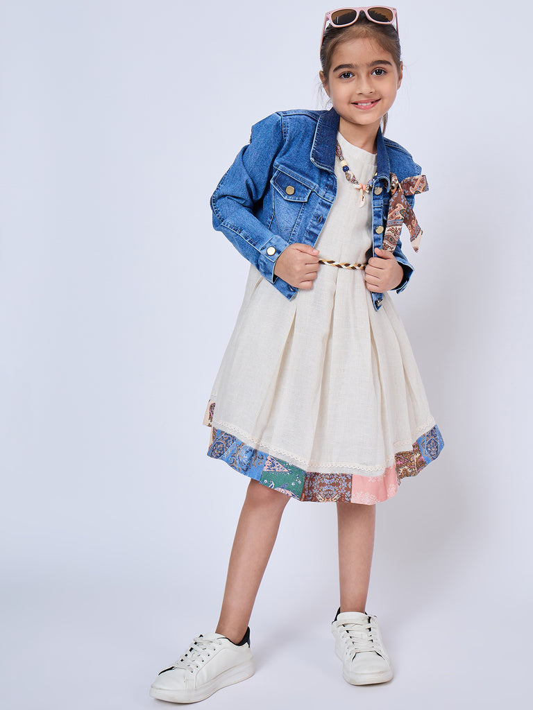 Girls Yarn Dyed Dress with Jacket & Belt 18682