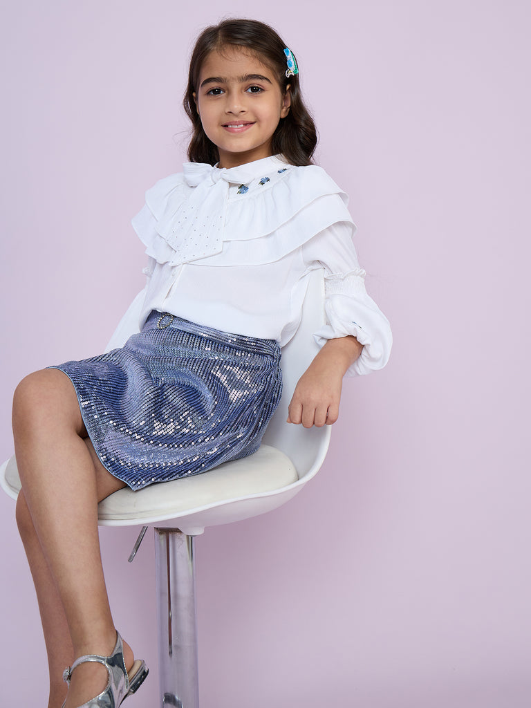 Girls Sequins Skirt with Top 18689