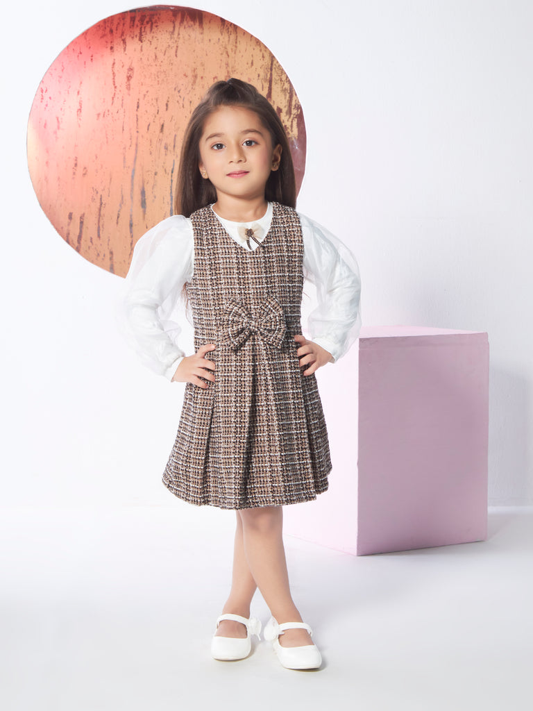 Girls Textured Dress with Top & Legging 18696