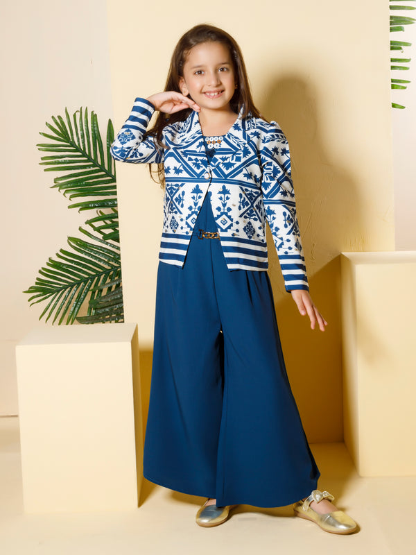 Girls Geometric Jumpsuit with Jacket 18700