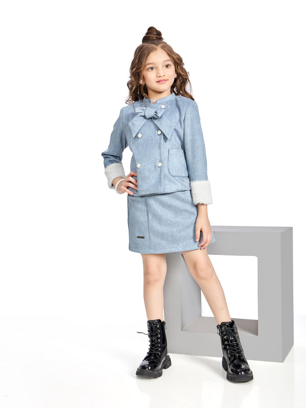 Girls Textured Skirt & Coat 19666