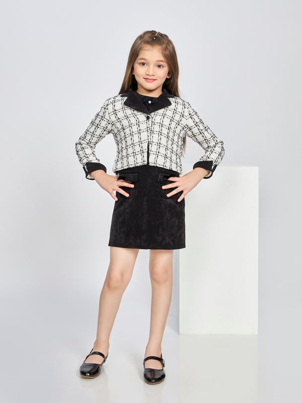 Girls Checkered Dress & Jacket 19676