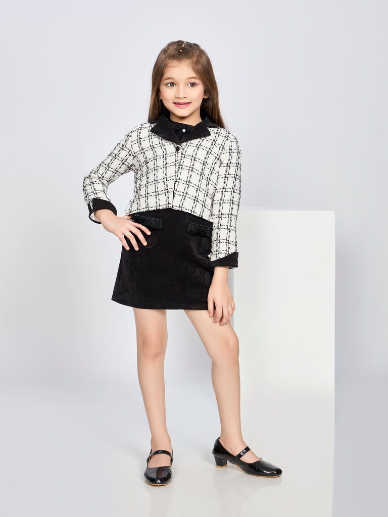 Girls Checkered Dress & Jacket 19676