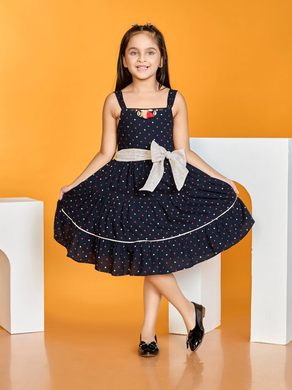 Girls Printed Dress with Belt 19701