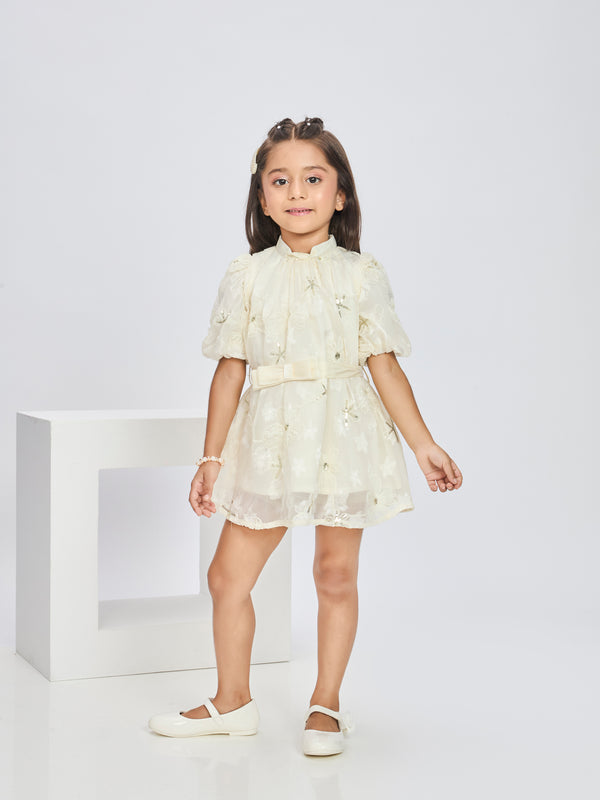 Girls Floral Print Dress with Belt 19738