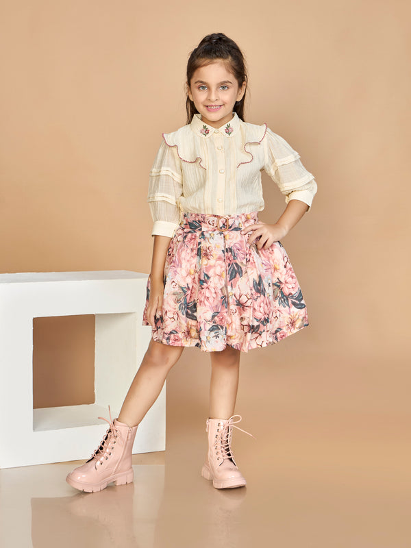 Girls Floral Print Skirt & Top 19768