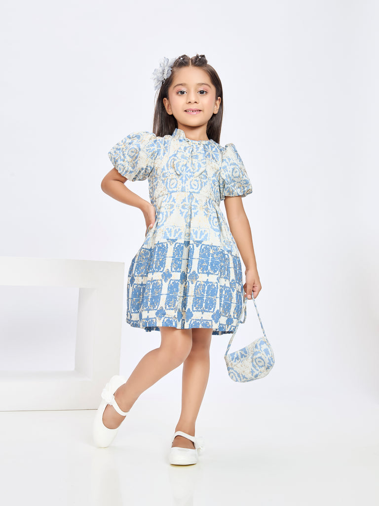 Girls Geometric Print Dress 19782