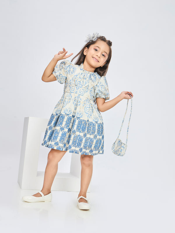 Girls Geometric Print Dress 19782