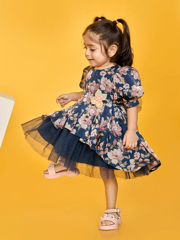 Girls Floral Print Dress 19808