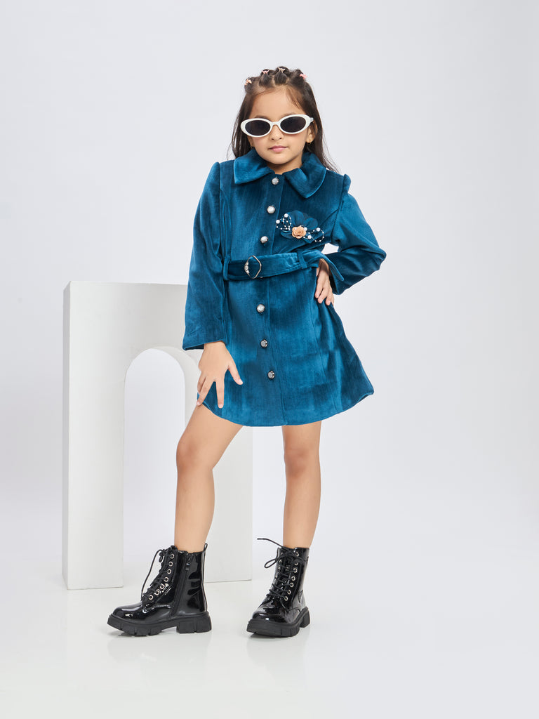 Girls Textured Coat with Belt 19824