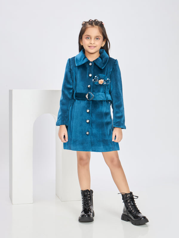 Girls Textured Coat with Belt 19824